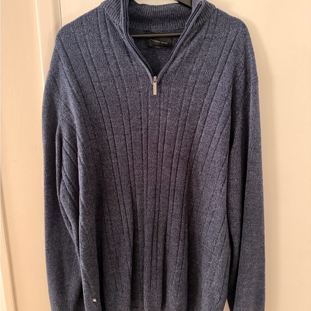 Men's Half-Zip Ribbed Sweater - Navy